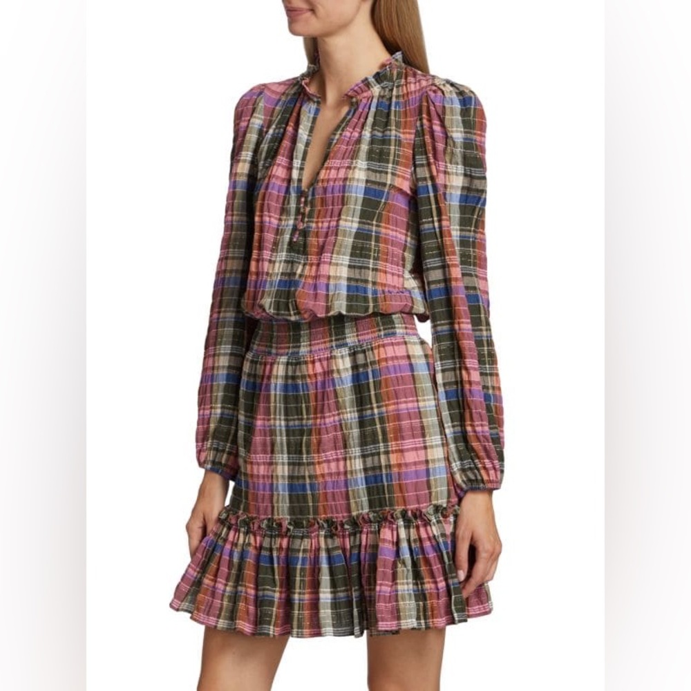 Veronica Beard Destiny Dress size 4 in Olive/pink plaid